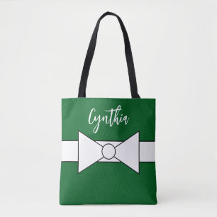 Weißes Band mit Grün: Weihnachten Tasche