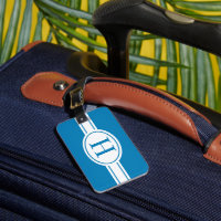 Weißes Band und ovales Schild mit Monogramm auf bl