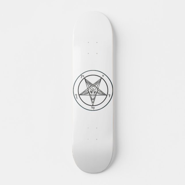 Weißes Baphomet-Skateboard Skateboard (Vorne)