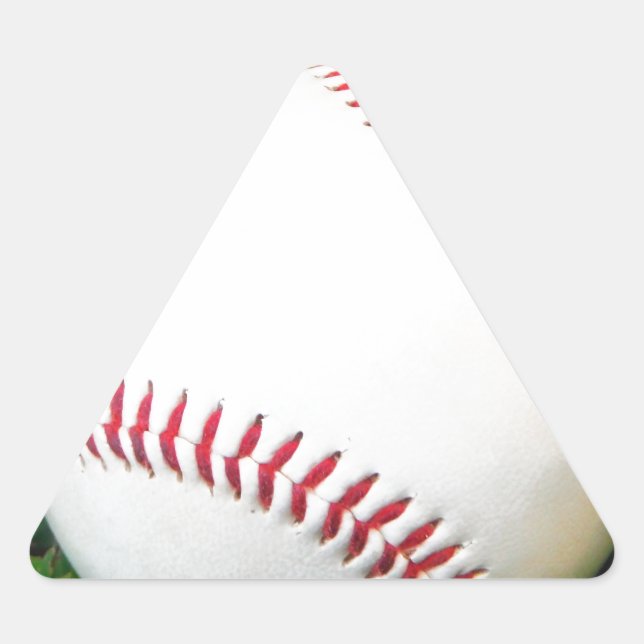 Weißes Baseball mit rotem Stich Dreieckiger Aufkleber (Vorderseite)