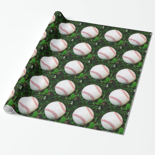Weißes Baseball mit rotem Stich Geschenkpapier (Ungerollt)