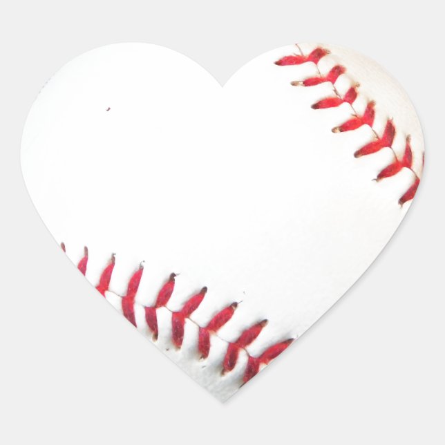 Weißes Baseball mit rotem Stich Herz-Aufkleber (Vorderseite)