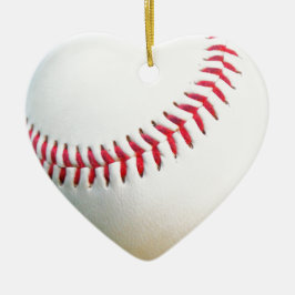 Weißes Baseball mit rotem Stich Keramik Ornament