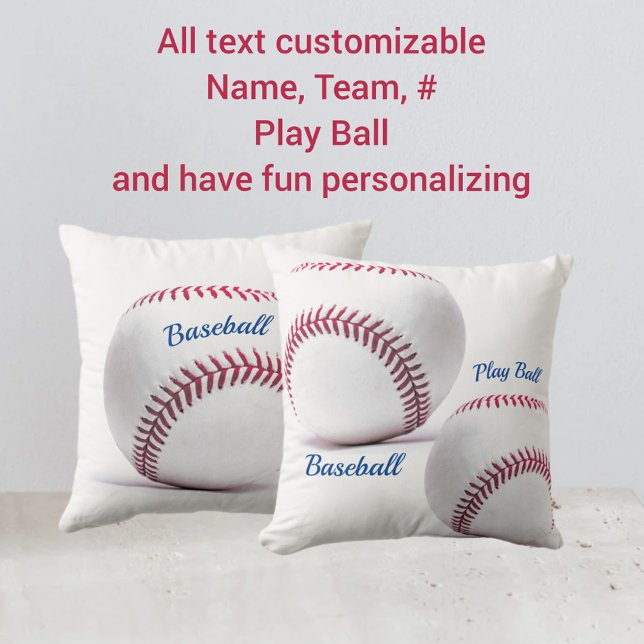 Weißes Baseball mit rotem Stich Kissen (Von Creator hochgeladen)
