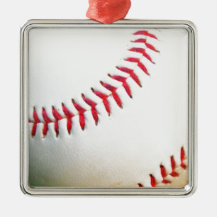 Weißes Baseball mit rotem Stich Ornament Aus Metall