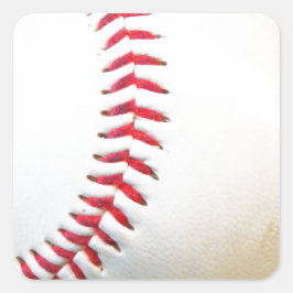 Weißes Baseball mit rotem Stich Quadratischer Aufkleber