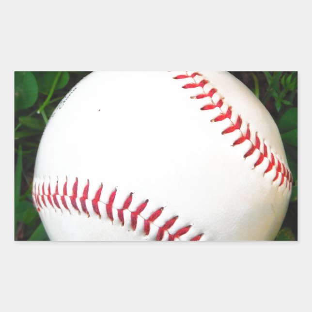 Weißes Baseball mit rotem Stich Rechteckiger Aufkleber (Vorderseite)