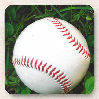 Weißes Baseball mit rotem Stich Untersetzer