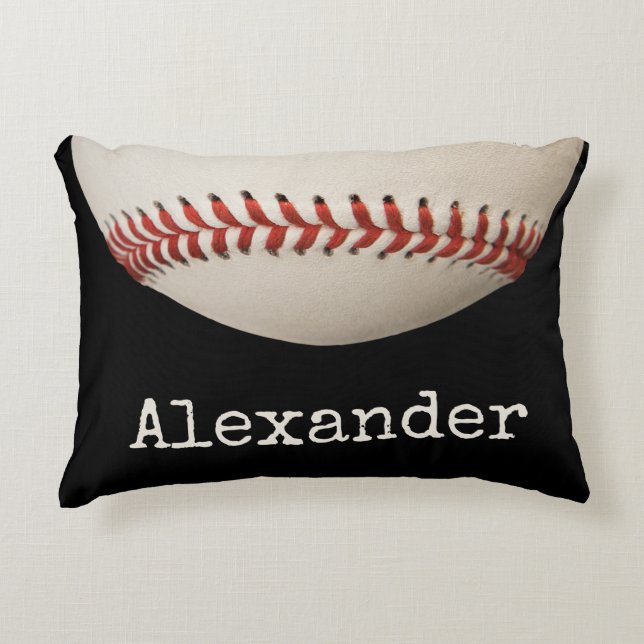 Weißes Baseball Personalisiert mit Name Nummer sch Dekokissen (Vorderseite)