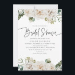 Weißes Beige Brautparty im Grünen  Einladung<br><div class="desc">Weiß beige Blumen Winter Grün Brautparty EinladungNachricht,  wenn Sie Anpassungen benötigen</div>