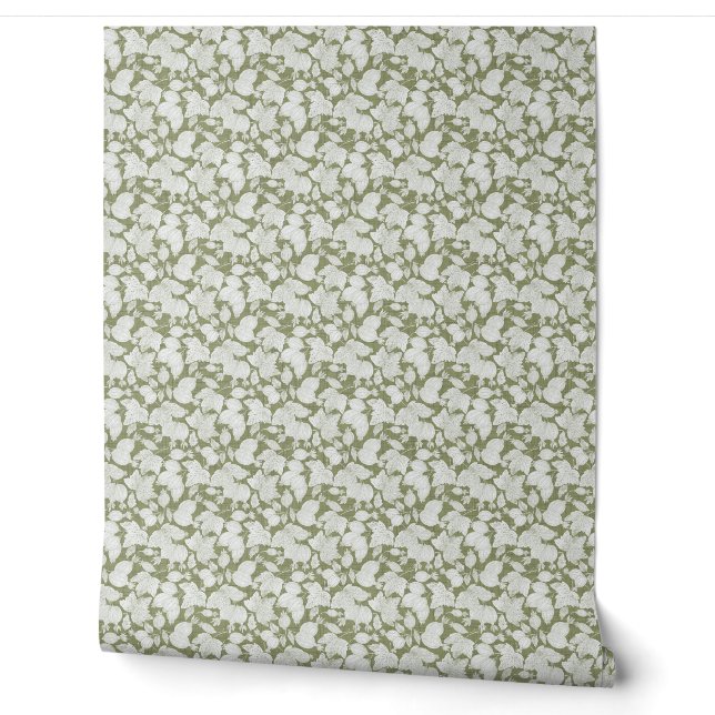Weißes Berry-Kontur-Wandpapier Tapete (Abrollen)