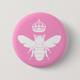 Weißes Bienenkönigin-Logo… sind Sie eine Button