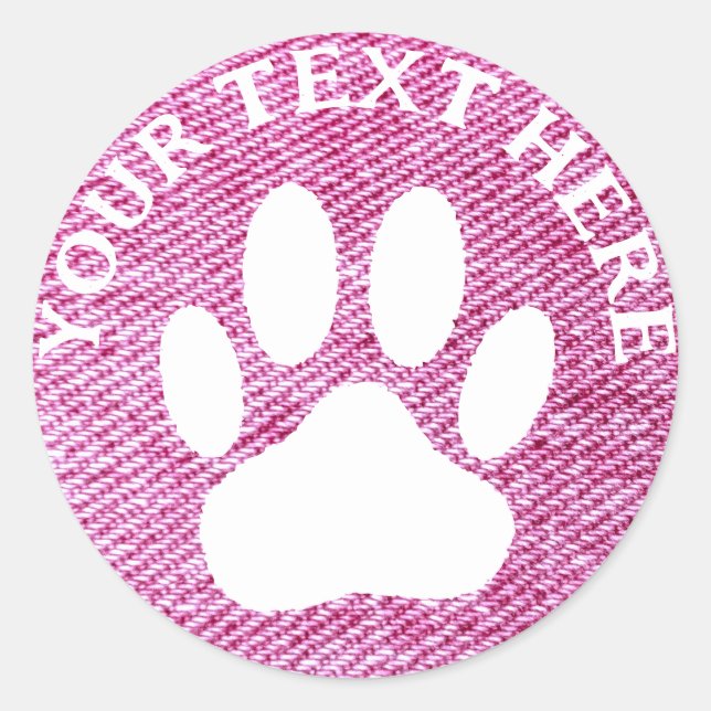 Weißes Blatt Drucken Benutzerdefinierter Text Rosa Runder Aufkleber (Vorderseite)