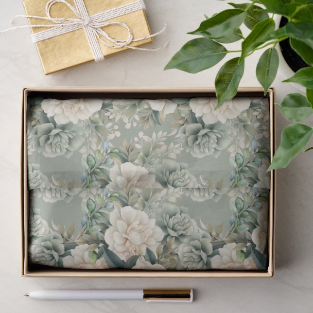 Weißes Blatt Grünes Blumengeschenk Seidenpapier (Geschenk)