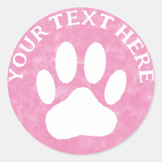 Weißes Blatt Print Custom Text Pink Wasserfarbe Runder Aufkleber