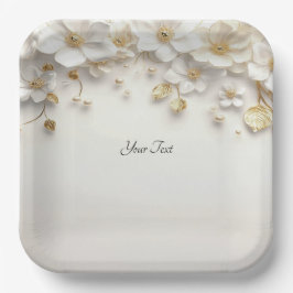 Weißes Blätter aus Elfenbein Pappteller