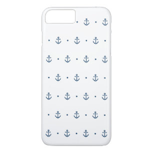 Weißes blaues Anker-Muster nautisch Case-Mate iPhone Hülle