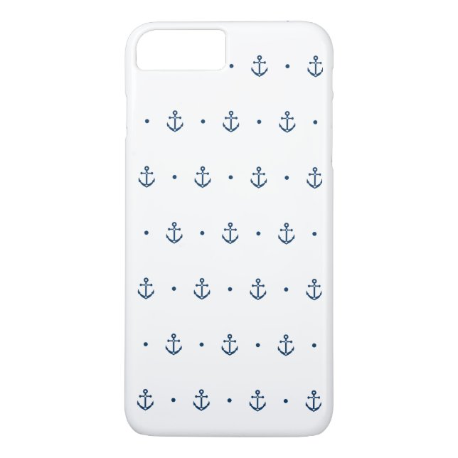Weißes blaues Anker-Muster nautisch Case-Mate iPhone Hülle (Rückseite)