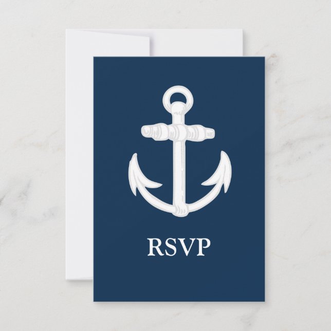 Weißes/blaues Symbol für den Anker RSVP Karte (Vorderseite)
