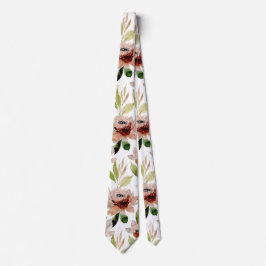 Weißes Blossom Wasserfarbenes Blumenmuster Krawatte