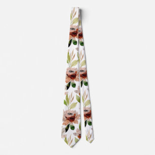 Weißes Blossom Wasserfarbenes Blumenmuster Krawatte