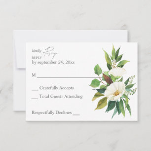 Weißes Blumen- und Grünzeug Keine-Mahlzeit-RSVP-Ka RSVP Karte