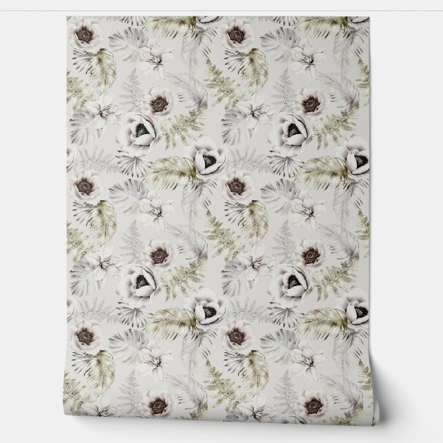 Weißes Blumenblättern Wasserfarbe Tapete (Abrollen)