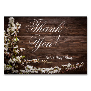 Weißes Blumenholz Textur Hochzeit Thankyou Karten