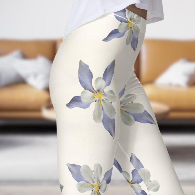 Weißes Blumenmuster-Muster Leggings (Pale Petals on Floral White )