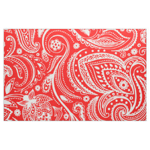 Weißes Blumenpaisley-Muster aus rotem Stoff