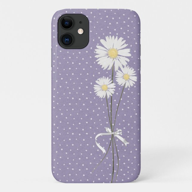 Weißes Blumenstrauß auf Punktmuster aus Button Case-Mate iPhone Hülle (Rückseite)