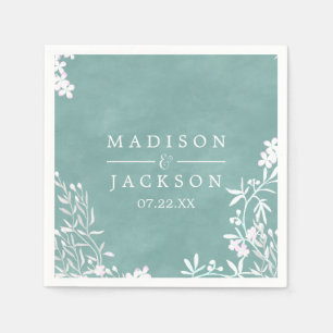 Weißes Blütenblatt, Farbe Wasserfarben, Hochzeitsm Serviette