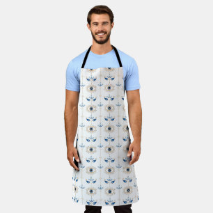 Weißes bohemian-retro-Böser-Blick-Muster Schürze