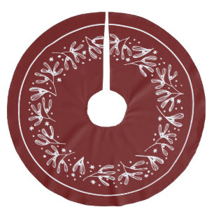 Weißes botanisches Design Polyester Tree Ski Polyester Weihnachtsbaumdecke