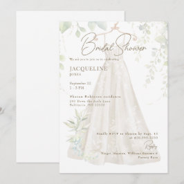 Weißes botanisches Hochzeitskleid Brautparty II Einladung