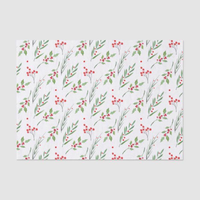 Weißes botanisches Muster - Gewebe Seidenpapier (Vorderseite)