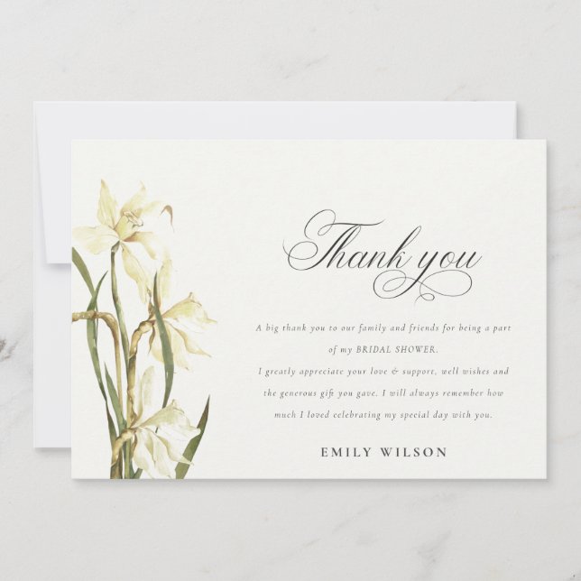 Weißes Brautparty mit blühenden Wasserfarben Dankeskarte (Vorderseite)