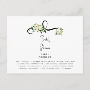 Weißes Brautparty mit Blumen Elegante Einladung Postkarte