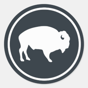 Weißes Buffalo Außenbereich Runder Aufkleber