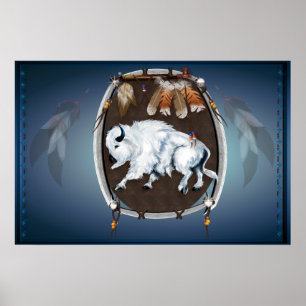 Weißes Buffalo Schildblaue Poster