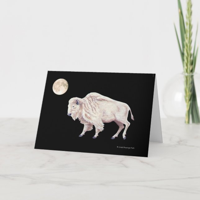 Weißes Buffalo Vollmond Karte (Vorderseite)