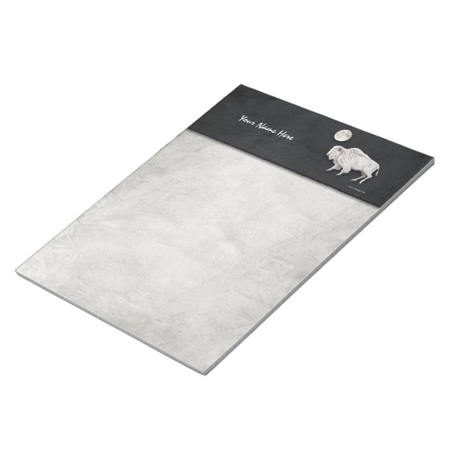 Weißes Buffalo Vollmond Light Grau Notizblock (angewinkelt)