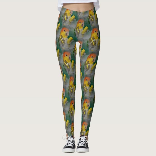 Weißes Bündchen Leggings (Vorderseite)