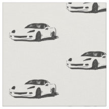Weißes C6 Korvette Handgezeichnetes Sketch-Gewebe