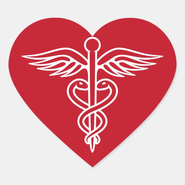 Weißes Caduceus Logo auf dem Aufkleber für rote Är (Vorderseite)