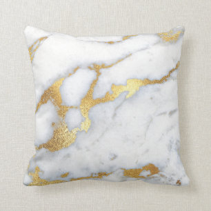 Weißes Carrara-Goldgrauer Glitzer-Marmor-Stein Kissen