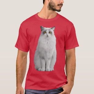 Weißes CAT-Portrait Gelbe Augen T-Shirt