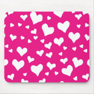Weißes Chalk Herz auf Fuchsia Pink Mousepad
