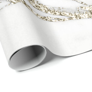 Weißes Champagne-GoldGlitzer-Marmor-Stein-Lux Geschenkpapier