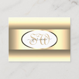 Weißes Cream Ombre Initials Light Gold Dekor Borde Visitenkarte